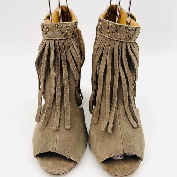 Chinese Laundry Women's Studded Fringe Suede Booties in Taupe Shoes Size 8.5 - Picture 4 of 8